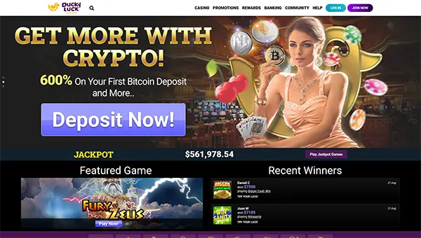 Ducky Luck Casino homepage image